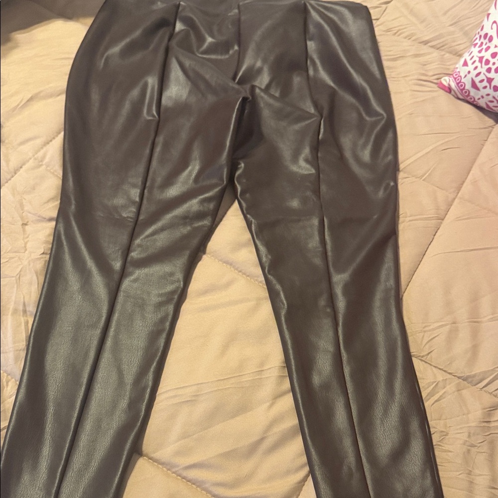 Loft Brown Faux Leather Leggings MP - Picture 6 of 7
